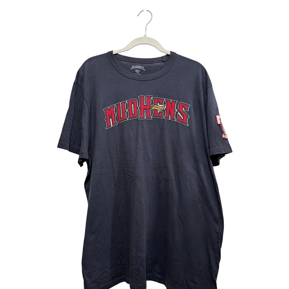 Banner‎ 47 Toledo Mud Hens Mens XXL T-Shirt Navy Blue Cotton Graphic Tee New